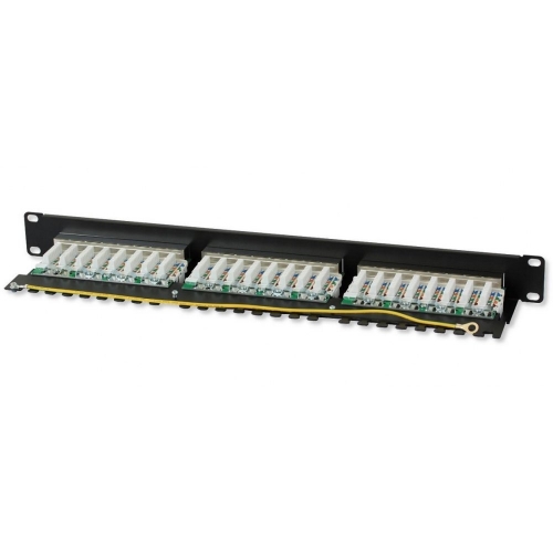 Patch Panel 1u Stp 24x Rj45 Cat6 Czarny Z Tacką